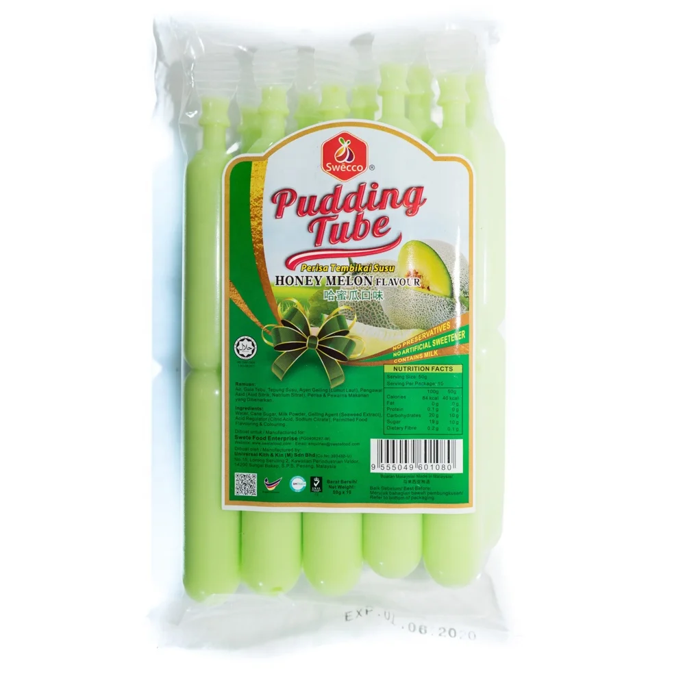 
ODM/OEM Malaysia HALAL ISO 160 Tubes x 48ML PE Tubes Delicious Honey Melon Fruit Pudding Tube 