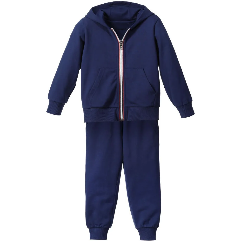 High quality kids size plain tracksuit with logo Wholesale Custom Winter Wear plain black Kids Tracksuit With Custom Logo