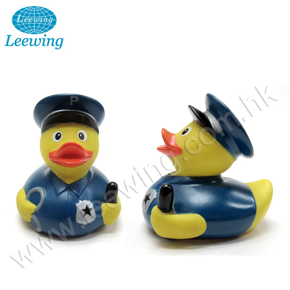 Custom Plastic Professional Police Uniform Yellow Rubber Duck Promotional Gift