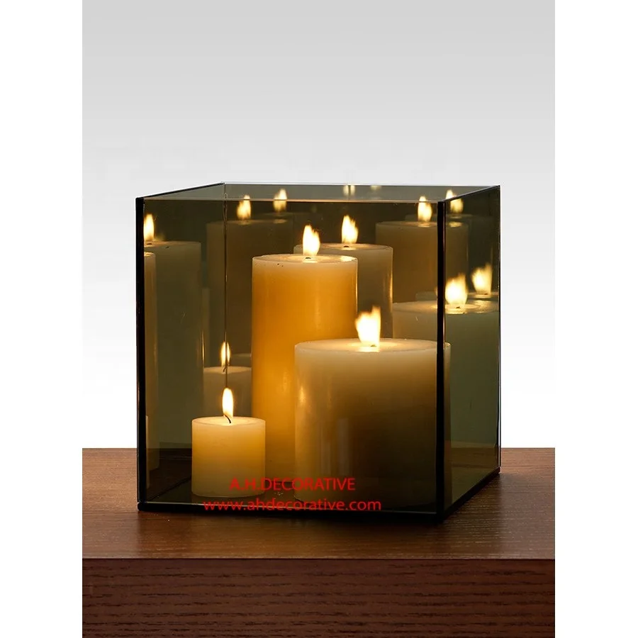Square Reflective Mirror Candle Holder