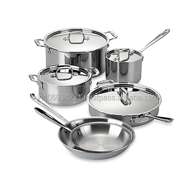 stainless steel 10 pcs cookware set with shiny finish