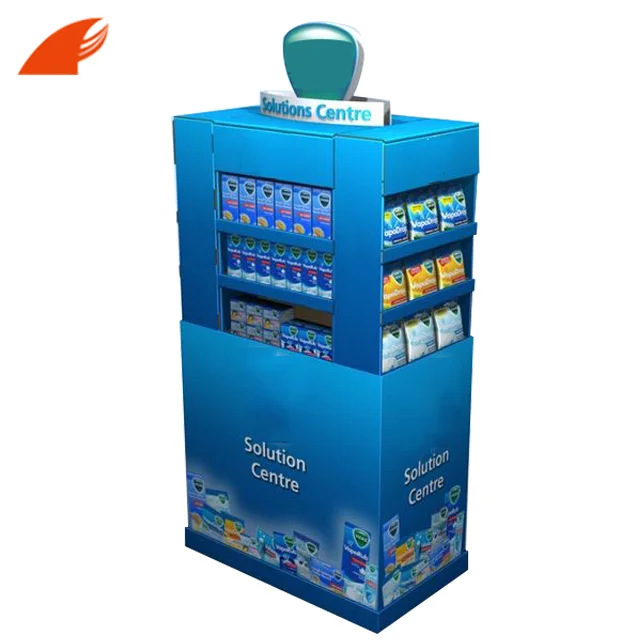 ECO-friendly Corrugated Cardboard POP Display Stands for Vitamin/Fiber Pharmacy Products Display
