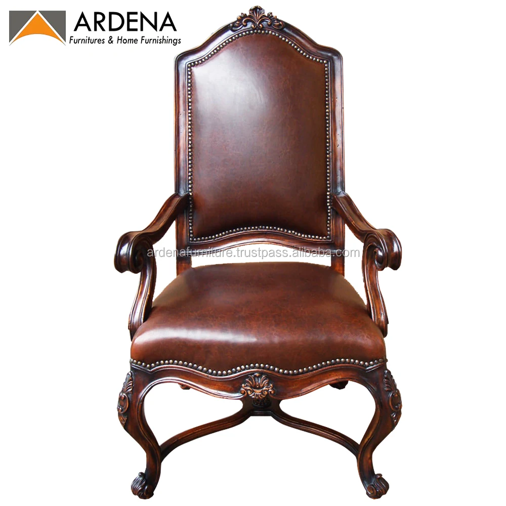 Antique Italian Luxury Armchair with Hand Carved Ornaments European Furniture Comfortable Chair for Home Office