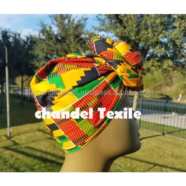 Kente head wrap Kente African Head Wraps Turban Protective Styles Turban Dashiki  cotton women wear Bandanas