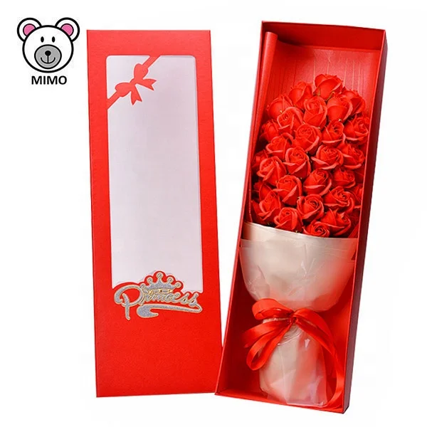 Brand LOGO Sweet Red Rose Soap Flower Bouquet For 2019 New Valentine Day Handmade Pretty Artificial Bridal Wedding Bouquet Roses