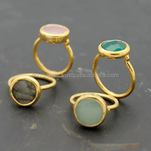 Natural Gemstone in faceted round shaped wholesale 925 sterling silver rings jewelry