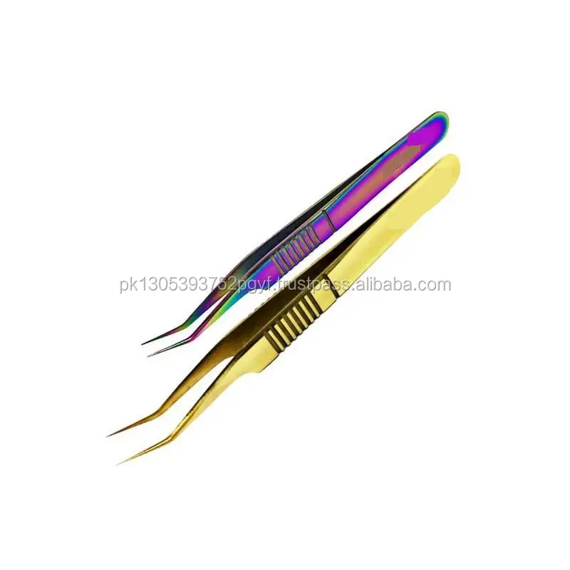 Multicolor quality tweezers 15 degree slightly curved Eyelash Extension Tweezers