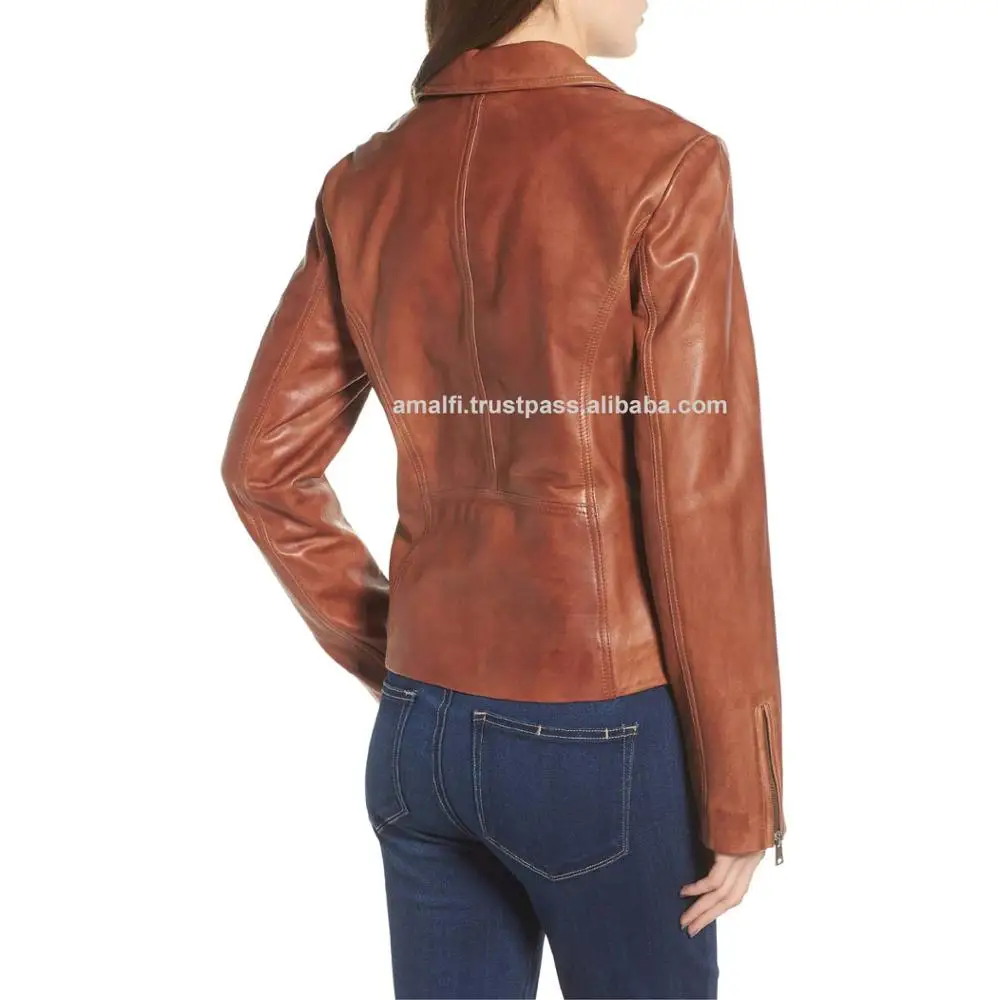 Genuine Sheepskin Leather Best Quality 100% Genuine Lamb Leather Jacket, Womens Sheep Skin Finished Plain Dyed AI-06014 Fashion