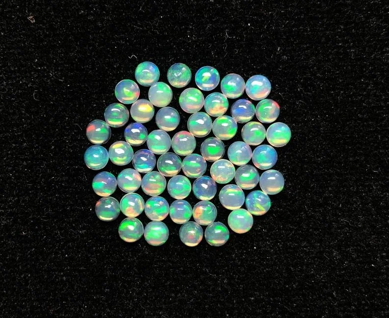 Buy Natural Ethiopian Opal Loose Gemstones 4mm Round Cabochons Semi Precious Gemstone Assorted Loose Gemstone At Factory Cost