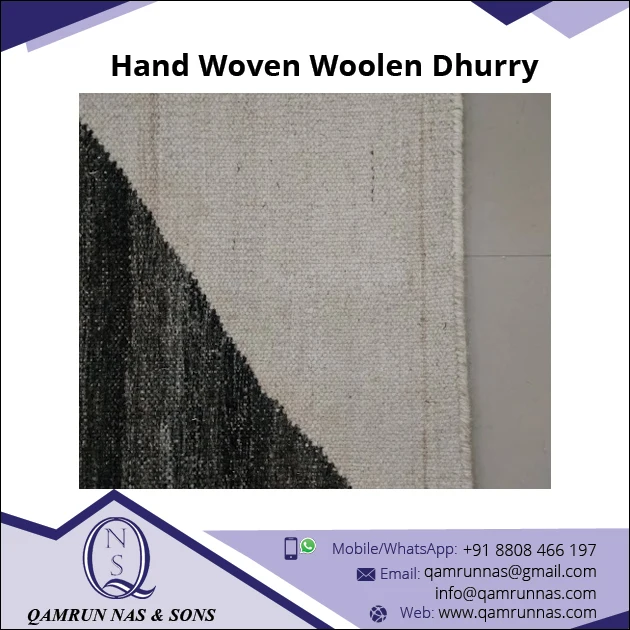 100% Wool Hand Woven Woolen Dhurrie Rugs from Indian Manufacturer in zig zag design and cheap price