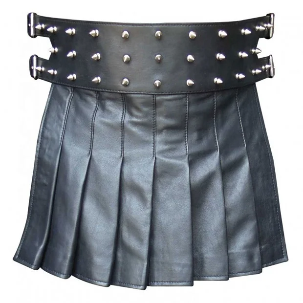 Original Wholesale Mini Leather Kilts With Studs Hot Selling New Arrival Gothic And Steampunk Kilts Supplier & Manufacturer