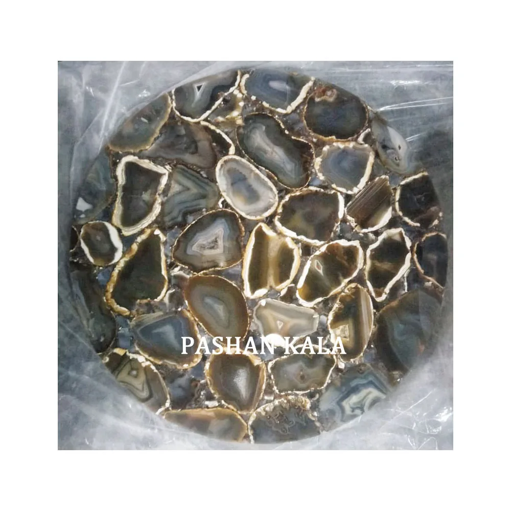 New Production Agate Table Top Exclusive and Antique Design Round Shape High Quality Finishing Polished  Made In India