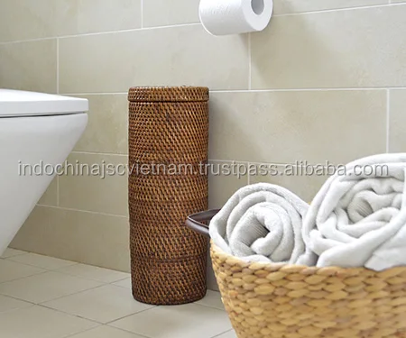 Rattan wicker toilet roll holder perfect for bathroom