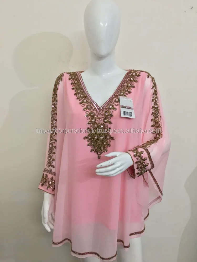Beaded Sequins Kaftan Caftan Top Woman Blouse Woman Most Demanded Embroidered Summer Long Sleeve Adults Georgette women kaftan