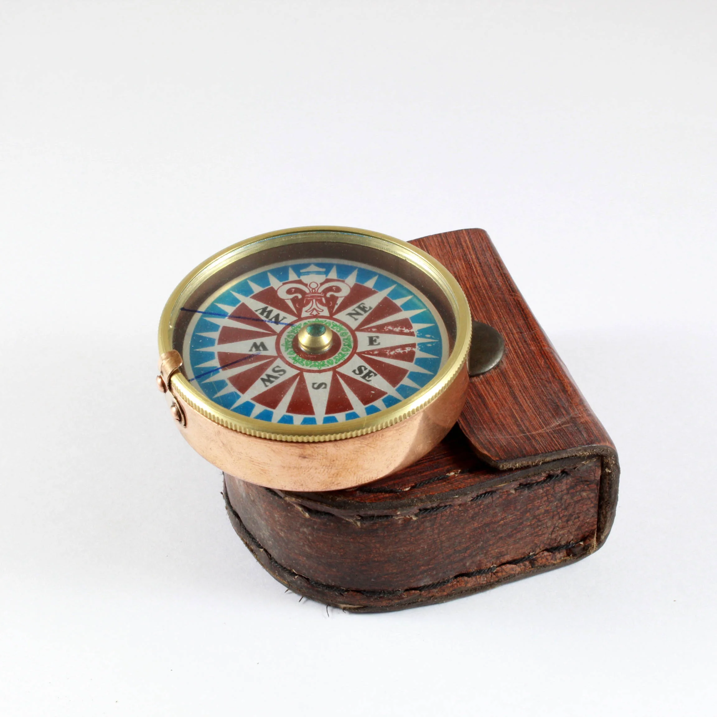 nautical handmade brass polished directional compass in carry leather case pocket marine for anniversary gift birthday