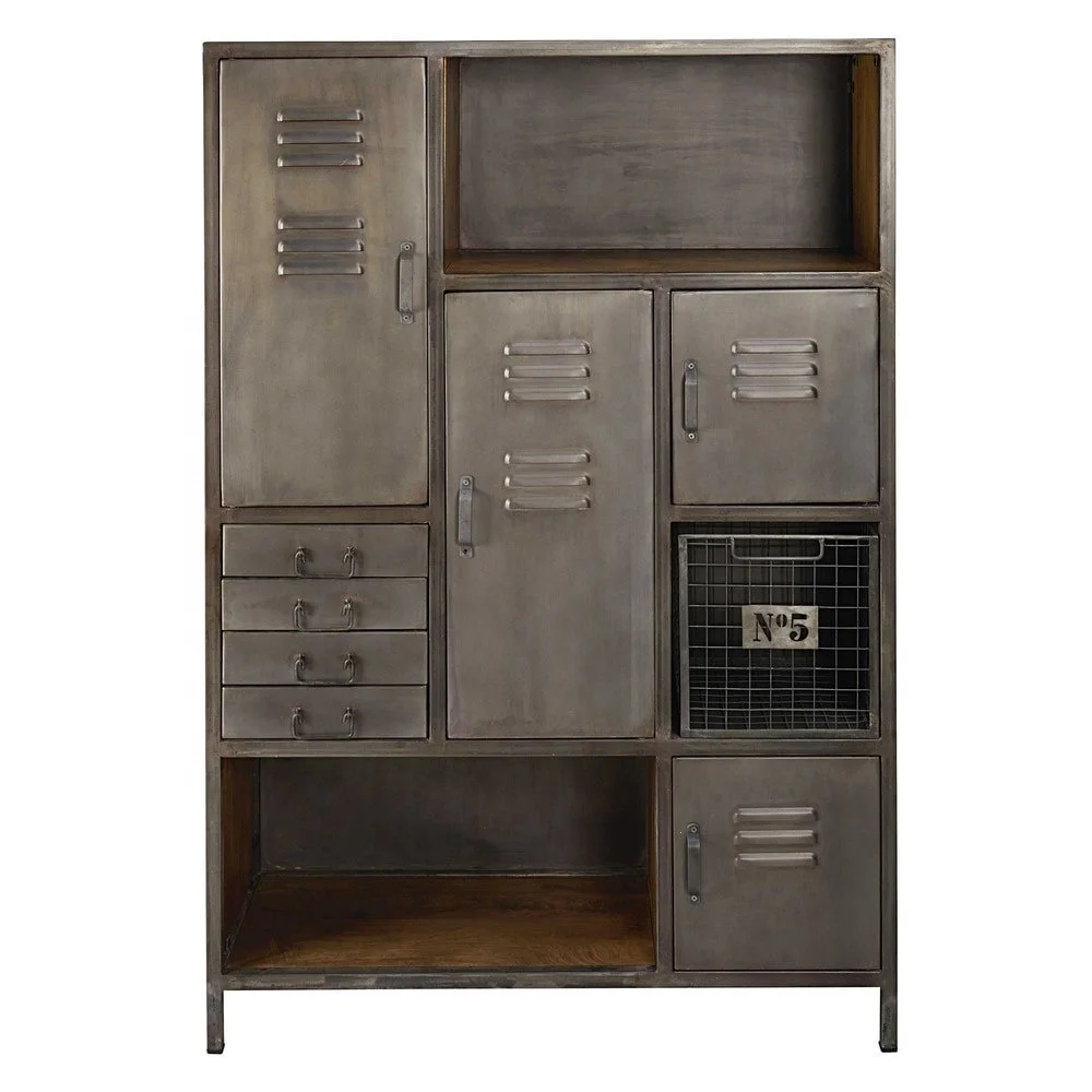 Industrial Tall Chest of Drawers Dresser Vintage Industrial Tall Dresser with Chest of Drawers Jodhpur Iron Wooden Furniture