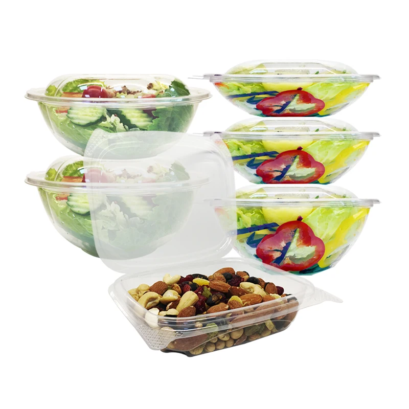 rPET customized disposable plastic clear bowls packaging for fruit poke bowl
