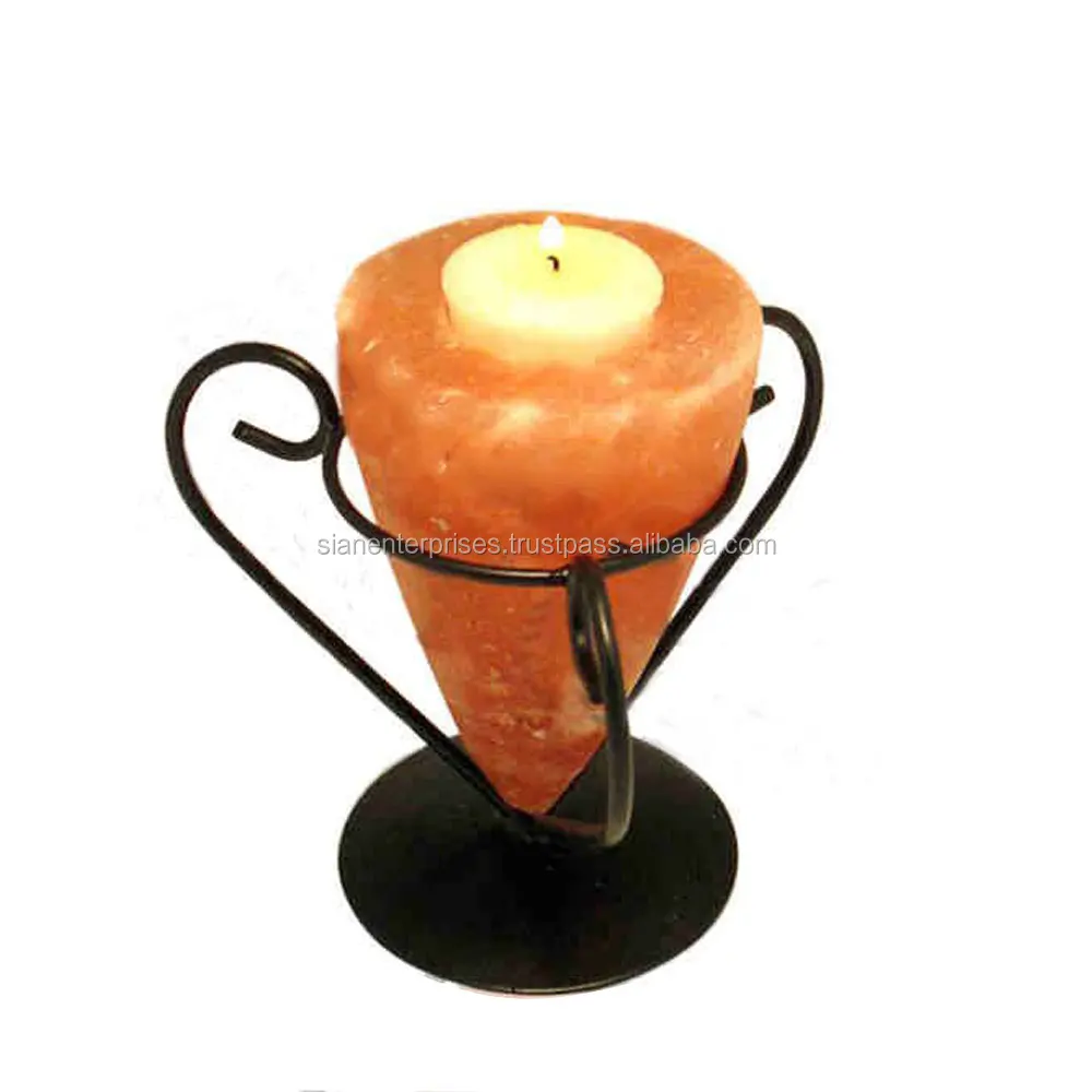 Sian Enterprises Crafted Sphere Shape Candle Holder Himalayan Crystal Salt Lamp Stone Material for Wedding Lighting