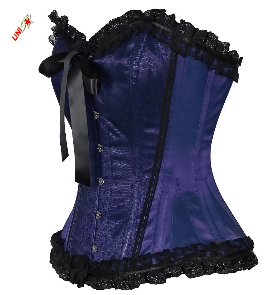 Dark Blue Satin Overbust Corset