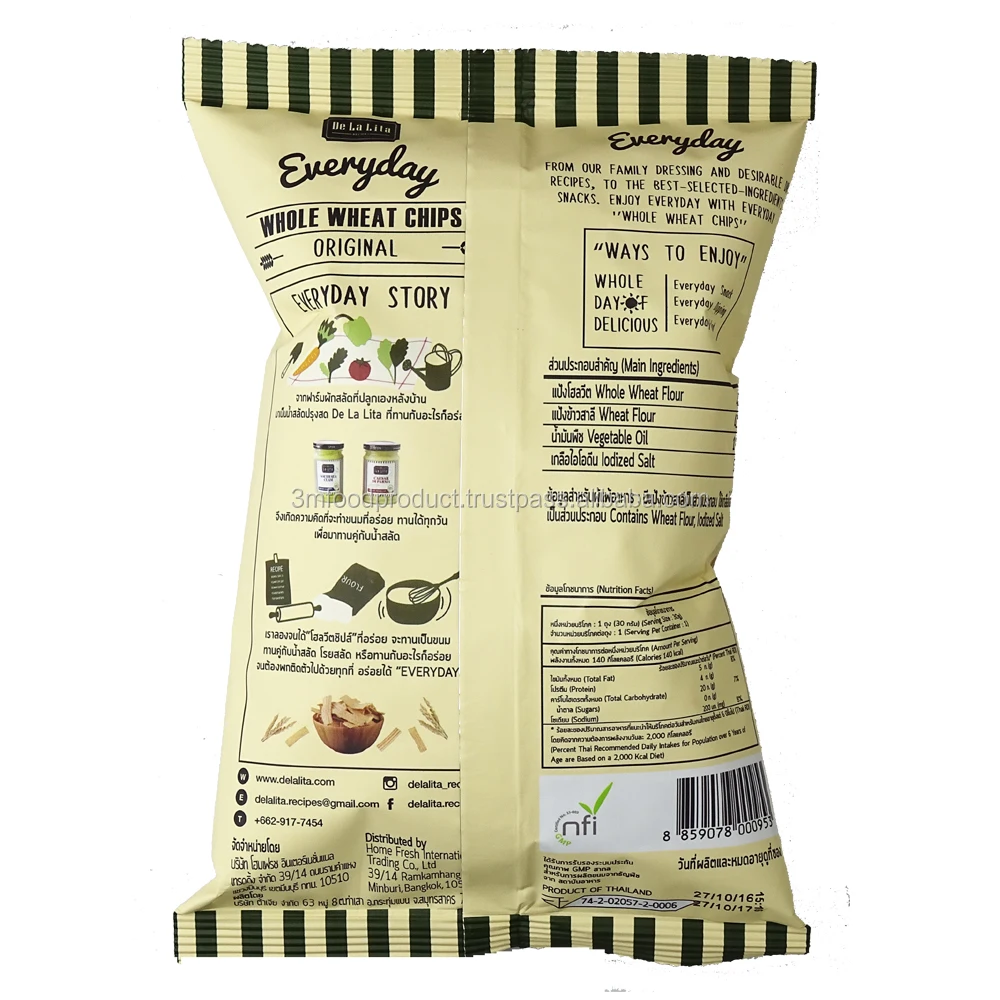 Whole grain snack wheat chip original flavor from Thailand
