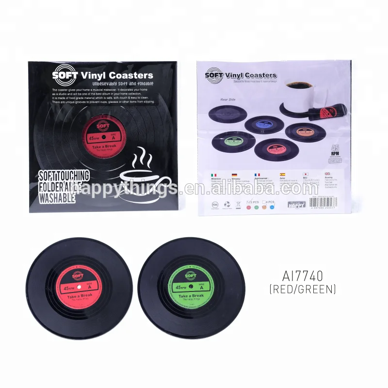 Low MOQ Factory Direct 2pcs Classic Retro CD records Silicone Costers Cup Coaster