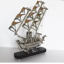Decorative Metal Boat with Wooden Base Metal Craft Decorative product home decor high quality
