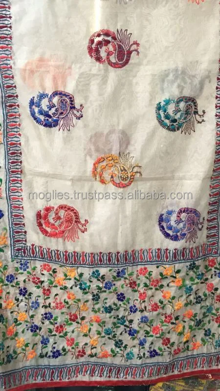 Hot Selling Red Kuchi Fully Embroidered Dupatta Indian Dupatta Phulkari Duapttas at Bulk Price