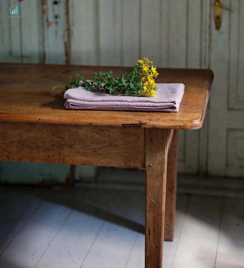 Дерево розовое белье цвета мокрого камня из натурального льна ручной работы столовая скатерть