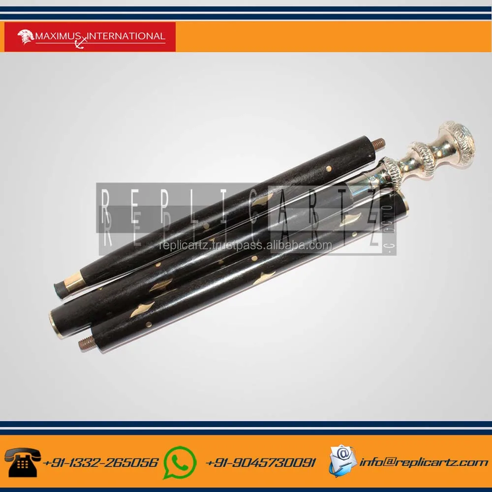 Silver Metal Handle Camping & Hiking Walking Sticks Handle Natural Wood Unisex Cane