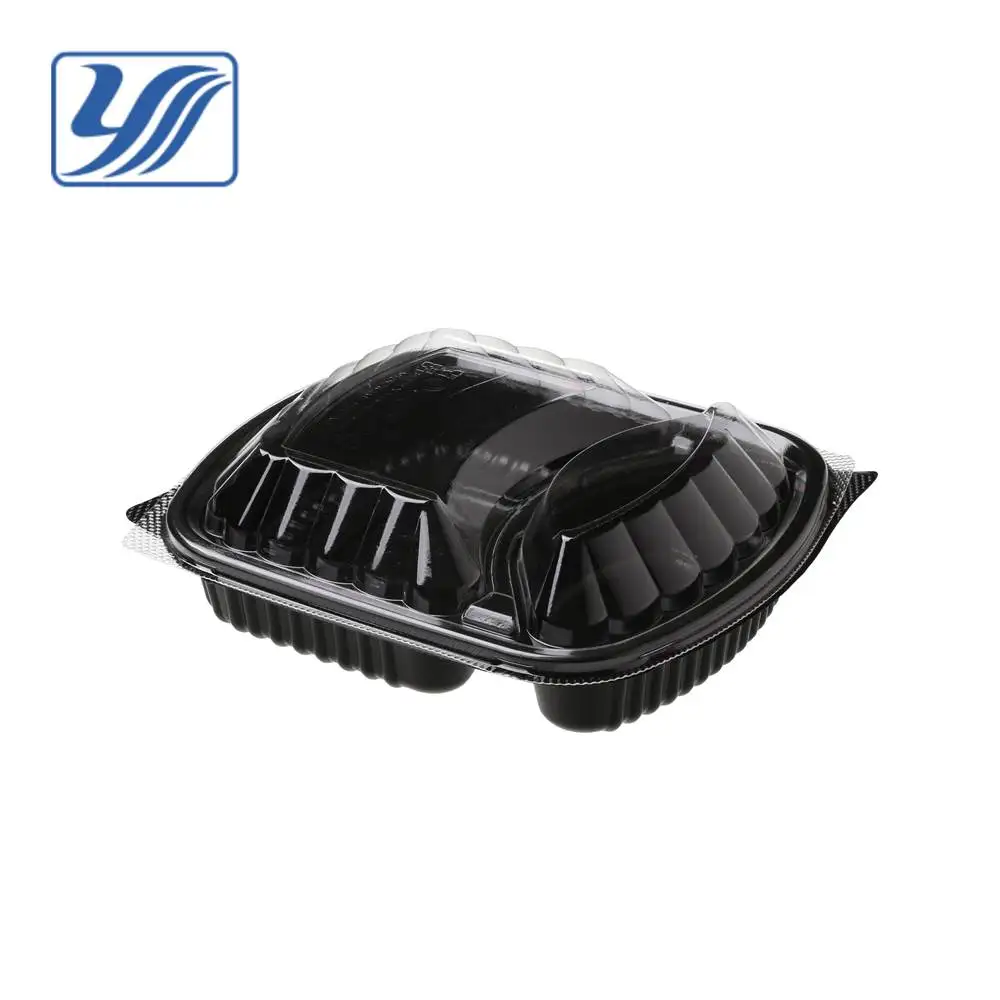 Black rectangular microwave plastic container