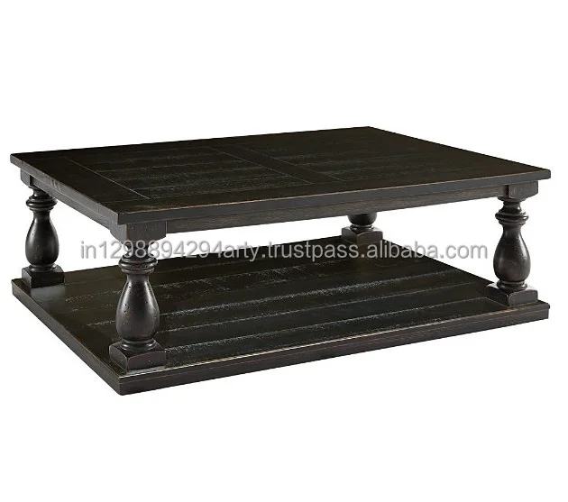 Rustic Antique Style Solid Wood Black Coffee Table Wooden coffee table tea table