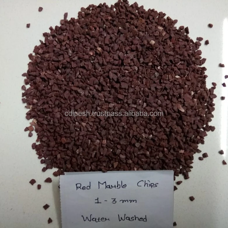 Garden Landscaping Manufacturer and Bulk Supplier of Red Pea Gravel Color Blood Marble Chip for Terrazzo Epoxy