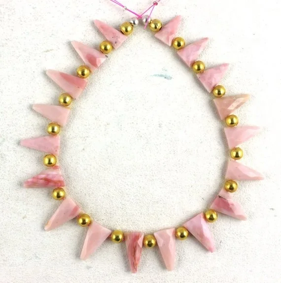 Best Quality Faceted Triangle Shape Natural Pink Opal Briolette Beads Gemstone For Jewelry Wholesale Manufracture