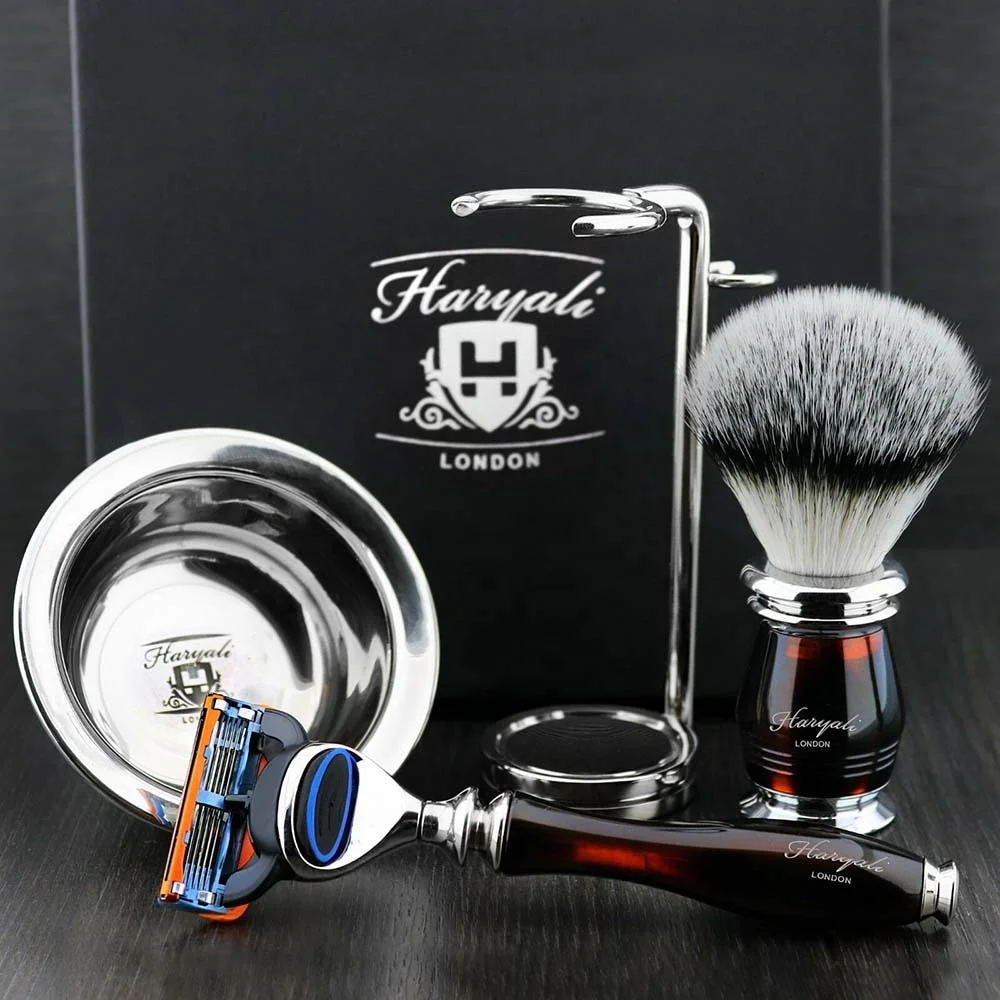 5 Edge Cartridge & Synthetic Brush Shaving Set +Bowl Stand MEN SHAVING GIFT KIT