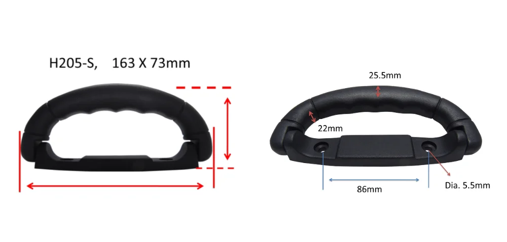 Factory offered black plastic luggage case handle for luggage suitcase for replacement