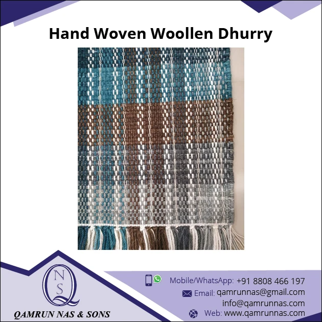 100% Woolen Dhurry Rugs Custom Print Modern Design Hand Woven for Living Room Home Use Customized Shape Price