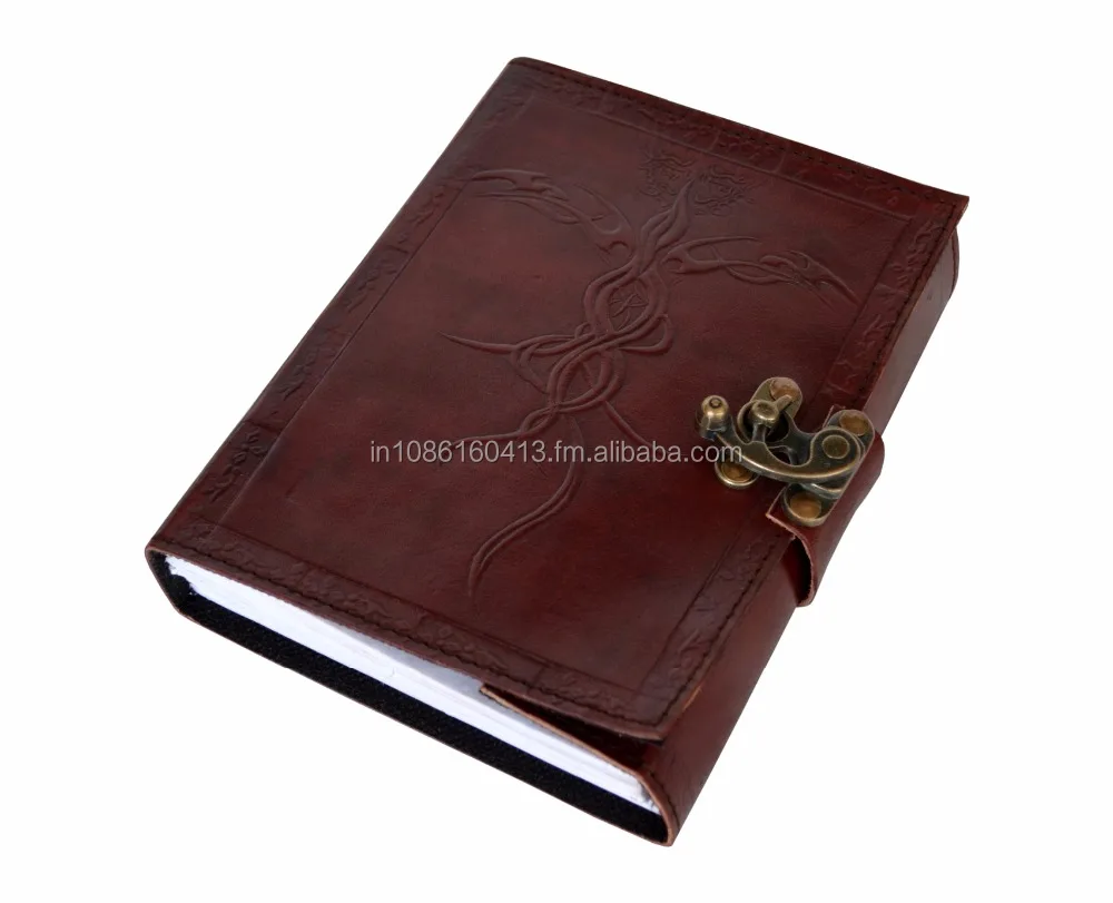 LEATHER EMBOSSED CELTIC CROSS JOURNAL - PERSONAL LEATHER WRITING DIARY NOTEPAD HANDMADE LEATHER DAIRY