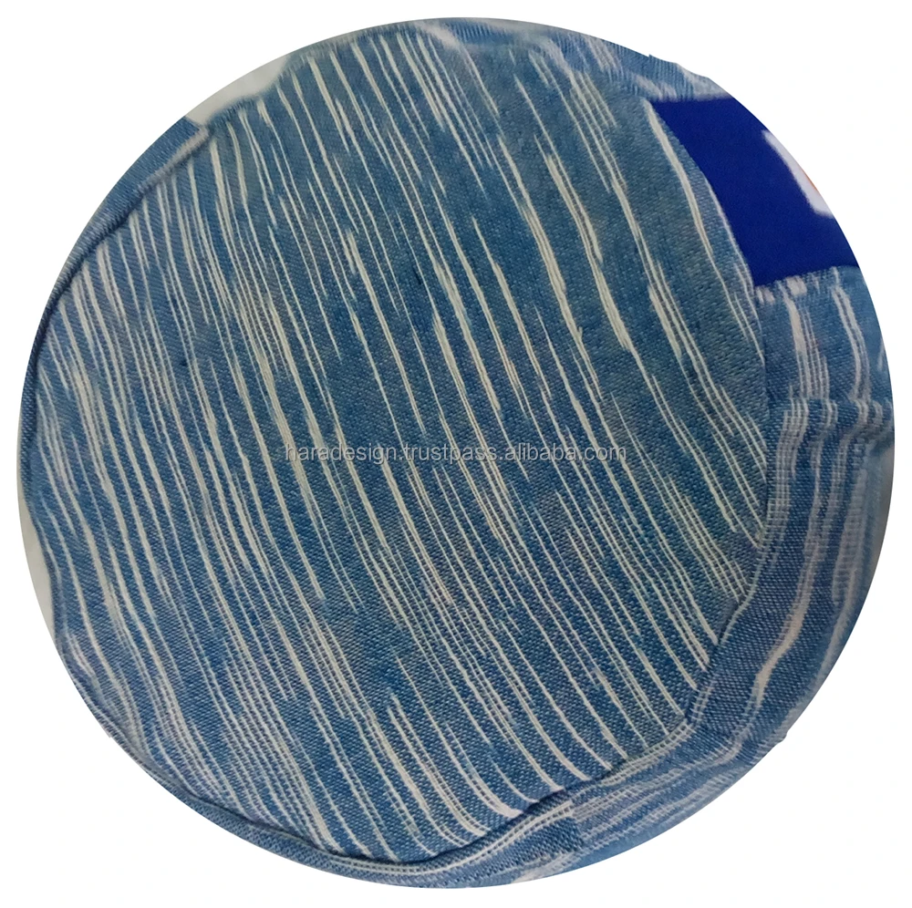 Portable Jute round Zafu Cushion Buckwheat Hull Filling Printed Yoga Asanas Meditation Cushion Home Use Carrying Handle Included