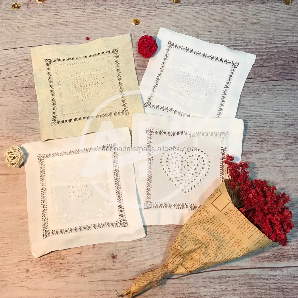 
Lavender designs linen cocktail napkins embroidered linen cotton napkins, hemstitch cocktail napkins with monograms 