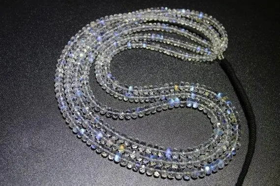 Natural Rainbow Moonstone Faceted Roundel Shape Good Quality Beads