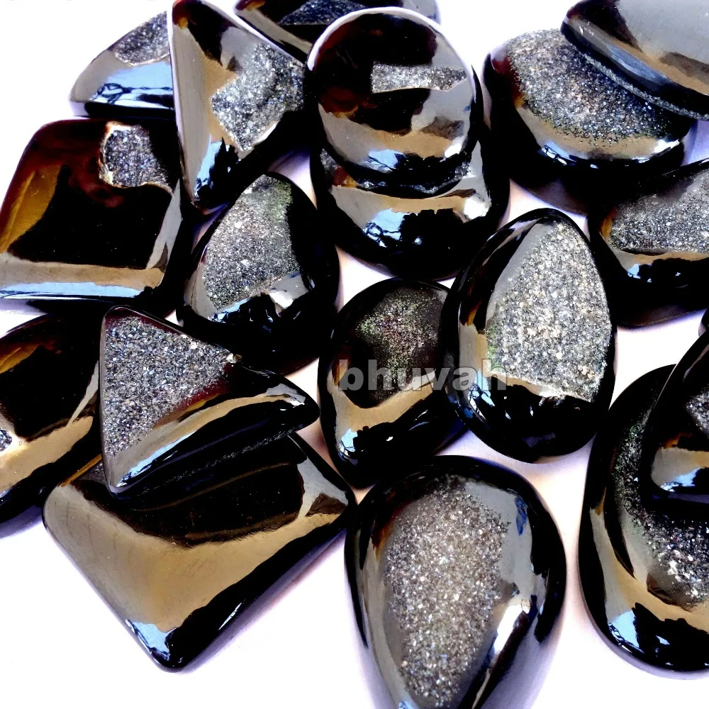 Black Agate Druzy Wholesale Lot Natural Polished Cabochon