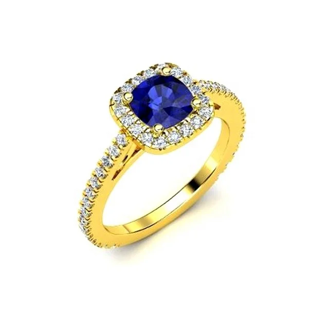 High Quality Natural Precious Gemstone Rings 14K White Solid Gold Gemstone Diamond Wedding Rings
