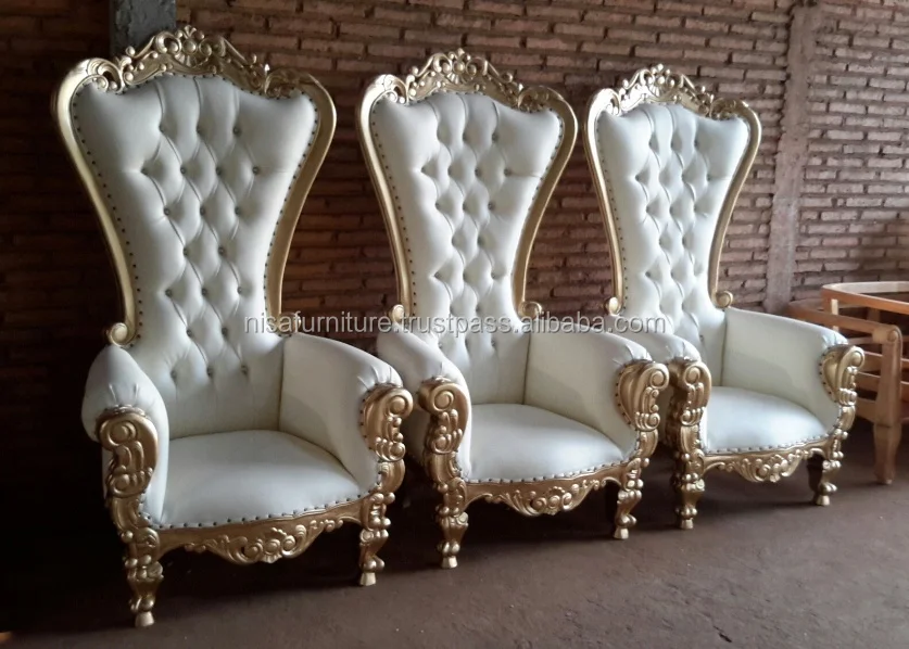 Деревянные белые королевские престольные стулья с высокой спинкой, роскошные белые кремовые стулья из синтетической кожи для гостиной