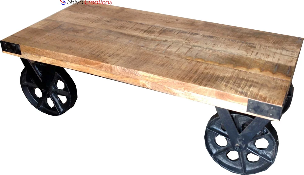 Industrial Vintage Coffee Table On Wheels