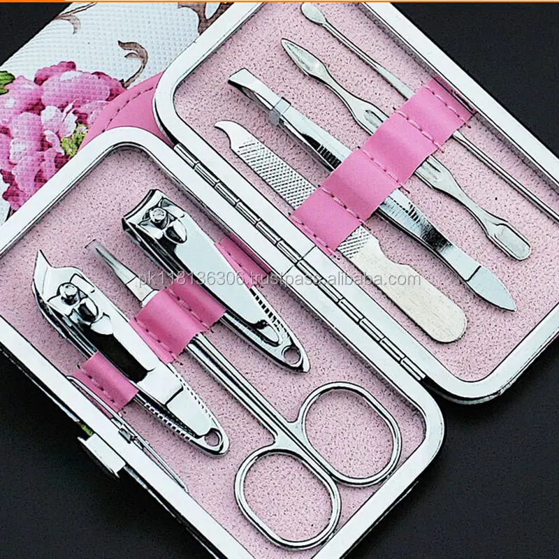 7 Pcs Nail Care Cutter Cuticle Clipper Manicure Pedicure Kit Case Gift Set