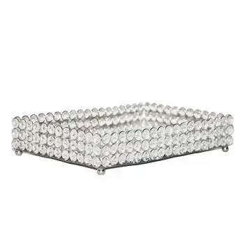 CLASSIC RECTANGLE CRYSTAL TRAY HANDMADE DESIGN METAL SERVING TRAY RESTAURANT DECORATIVE TRAY