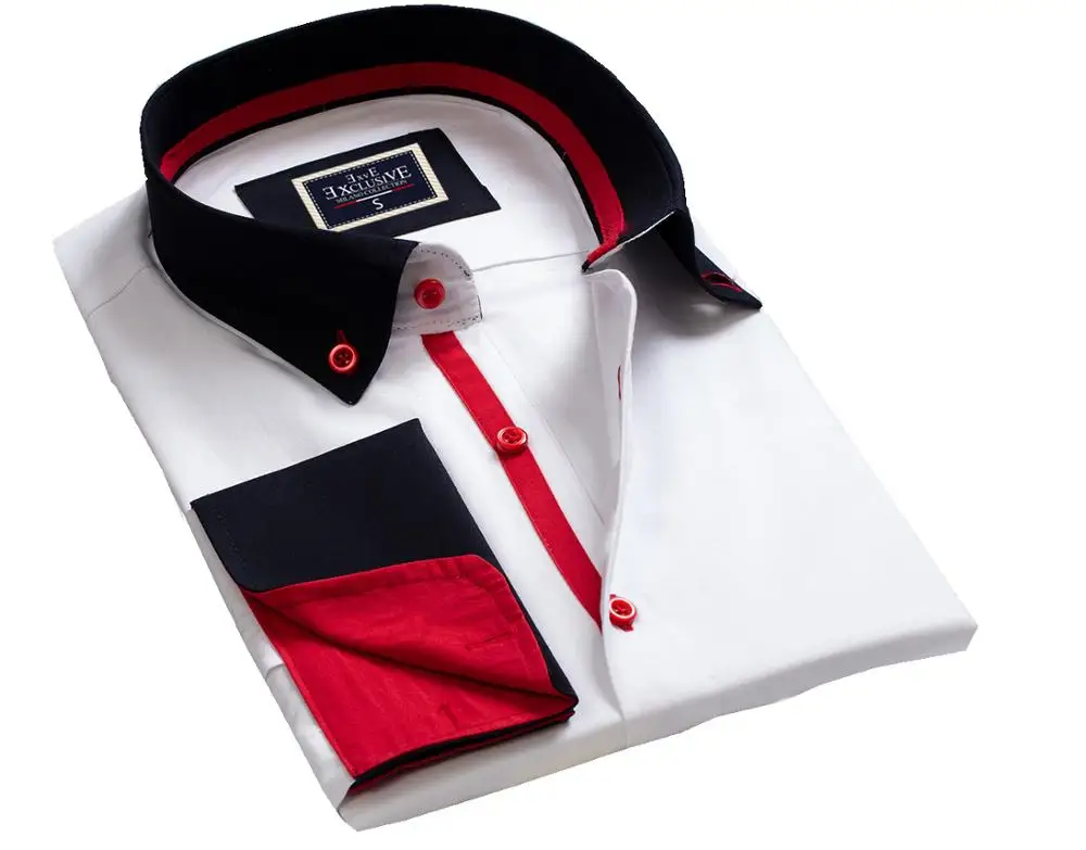 Blue and Red French cuff  Dress shirt