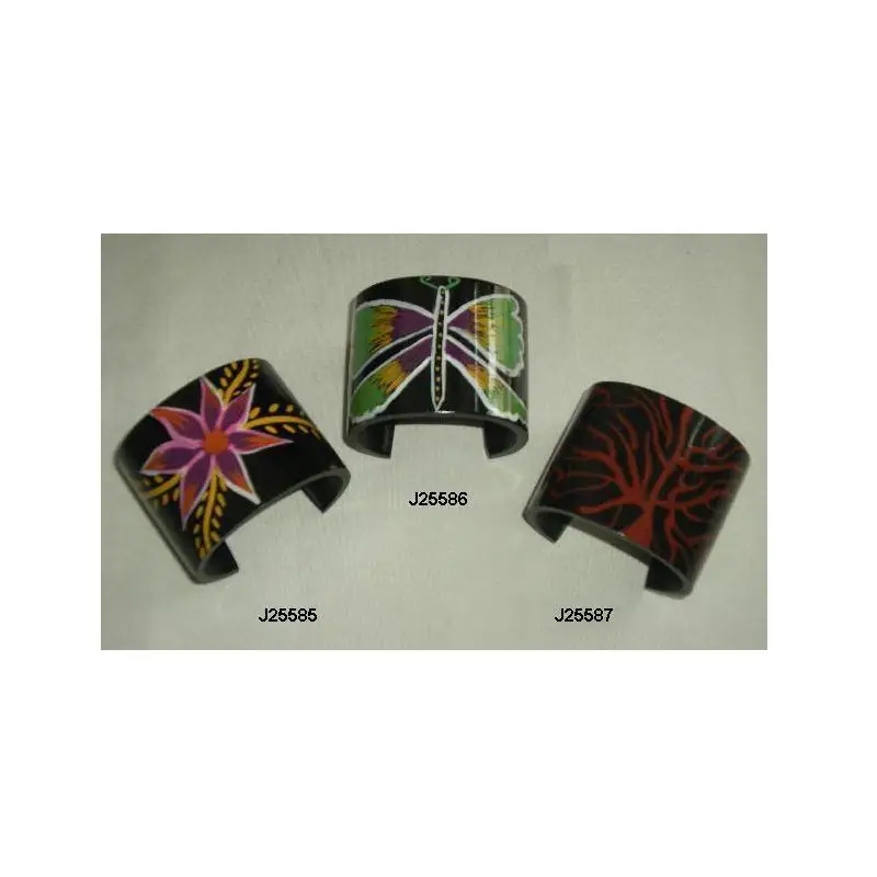 Hand Painted Wooden Bangles Painted with Flower Design Painted Wooden Jewelry Bangle Bracelets
