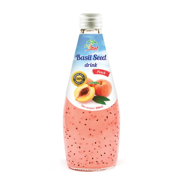 High Quality 290ml Glass Bottle Strawberry flavour Basil seed Drink in Glass bottle Juice