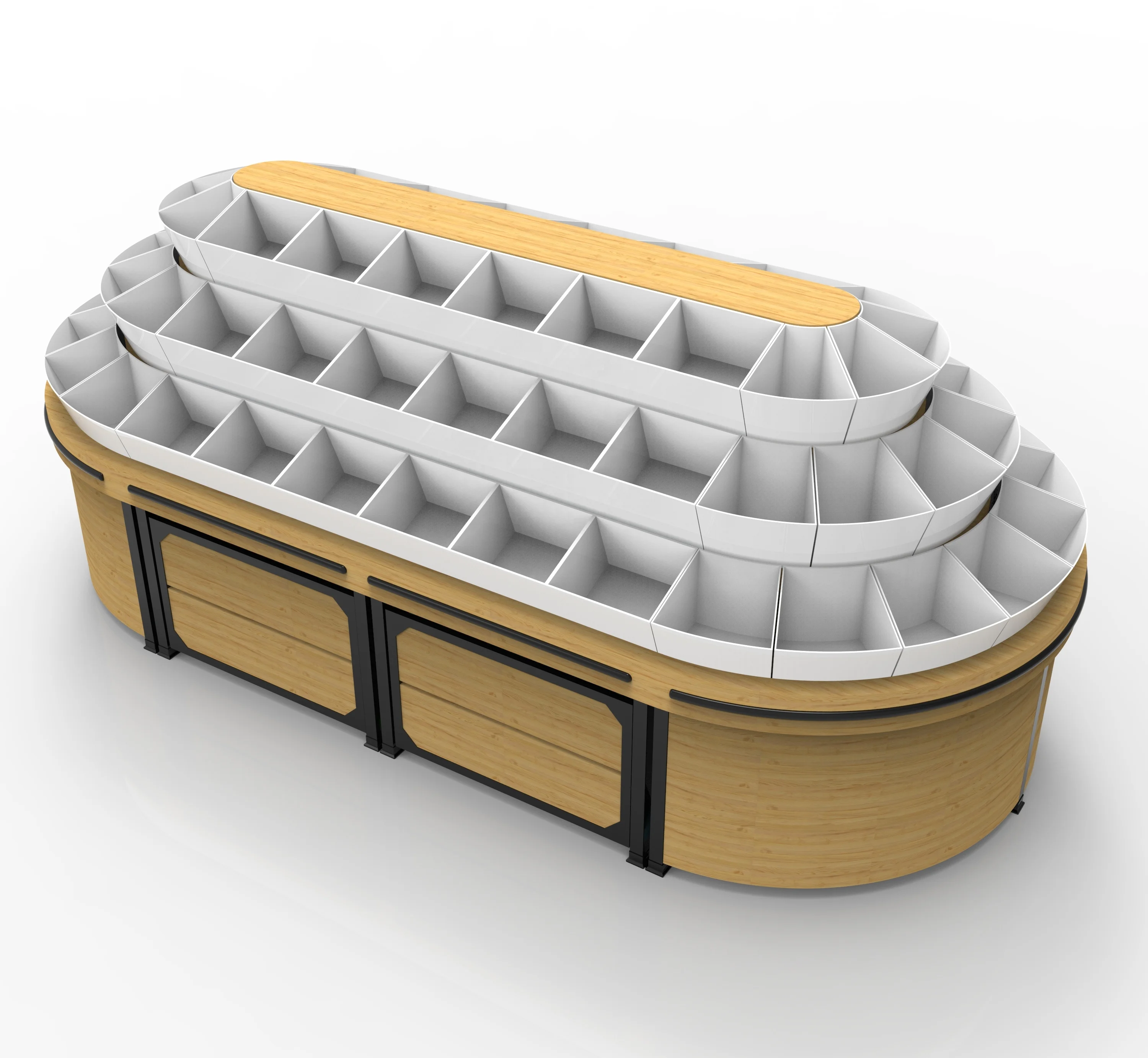 Bulk multi-function various styles snack wooden display shelves